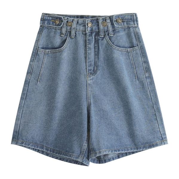 

women's jeans summer high waist gradient a-line denim shorts women, Blue