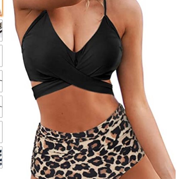 

2020 new bikini swimsuit women's split solid color bikini swimsuit, White;black
