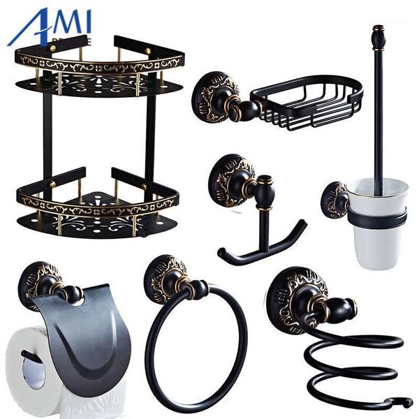 Set di accessori per bagni Blackgold intalumi intagliato in alluminio per bagno asciugamano asciugamano porta barpa di carta gancio BG1001 Serie