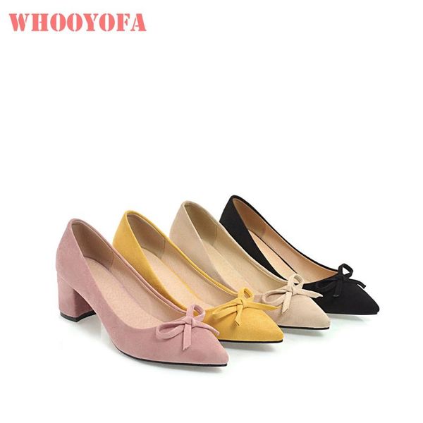 

brand breathable black yellow women dress pumps pink chunky heels office lady party shoes e377 plus big size  43