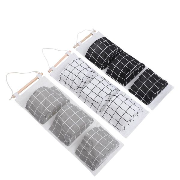 

storage bags 3pcs decorative household hanging cotton linen pouches