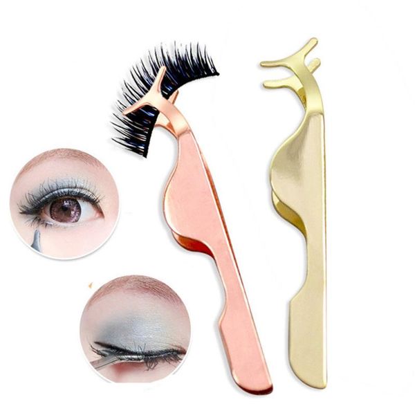 

eyelash curler 1pc eye lash applicator rose gold false tweezers clip stainless steel remover makeup fake lashes extension nipper tools