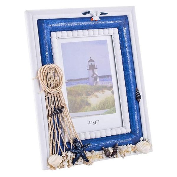 

wooden po frame beach coastal picture stand holder handcrafted tableornament with seashell boat for home decor frames