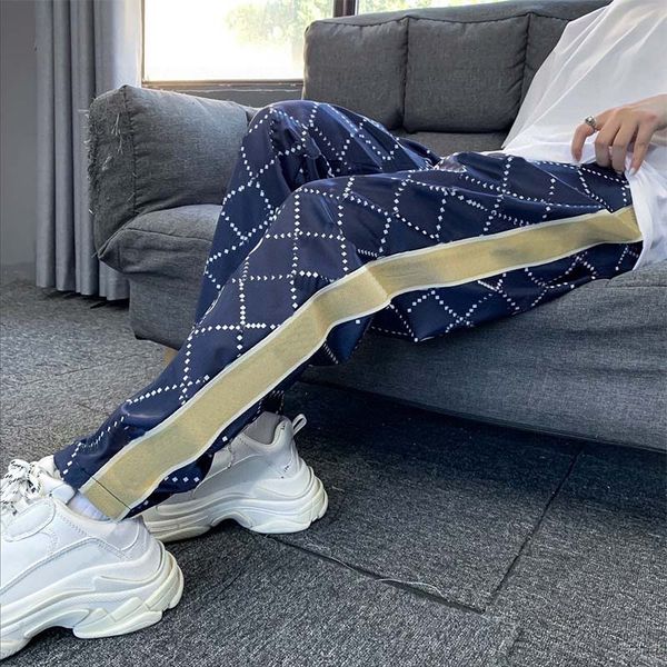 

man pants stripe letter pattern mens streetwear teenager casual sweatpants running joggers, Black