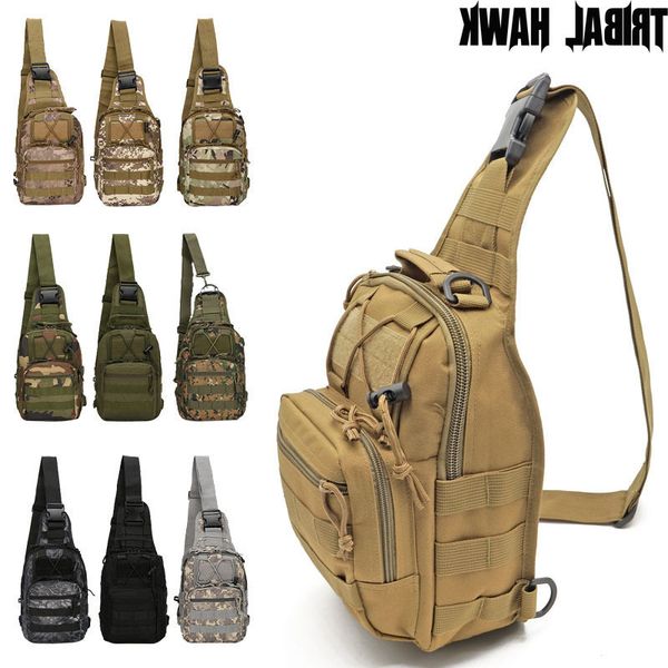 

outdoor military tactical shoulder bag hiking camping sling backpack molle chest hunting pack fishing right left adjustable