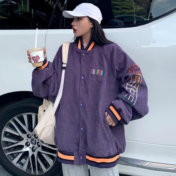 

women's jackets students' retro long sleeve baseball suit spring and autumn dress hong kong style large size lazy harajuku coat, Black;brown