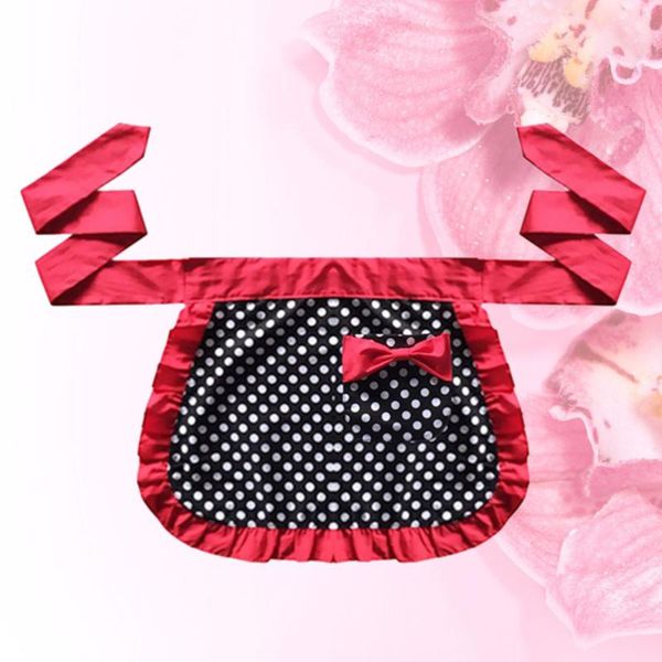 

aprons half apron cotton length little dot decor for gilrs ladies (red)