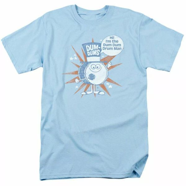 

dum-dums drum man t shirt mens licensed sucker lollipop candy light blue, White;black