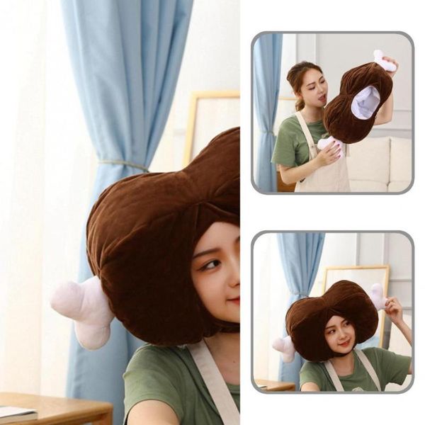 

party hats pograph prop cute cartoon chicken leg helmet plush headgear costume accessories skin-friendly for girl