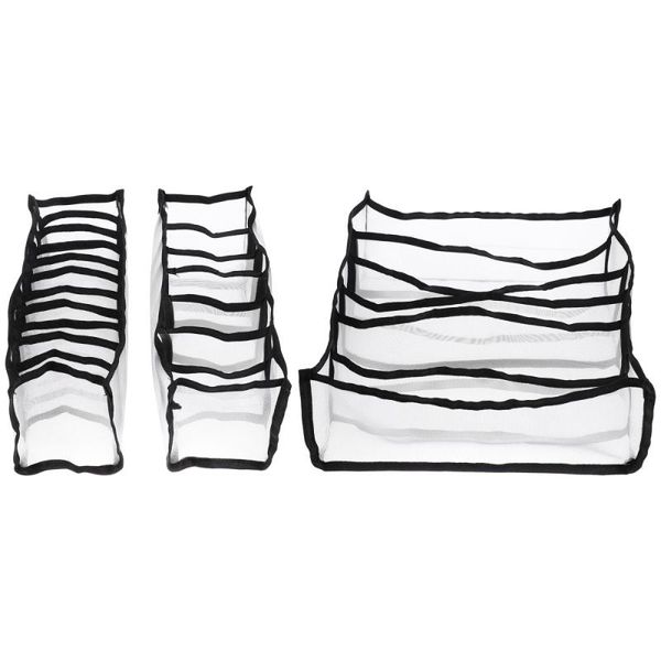

3pcs underwear storage box with compartments foldable sock organizer drawers