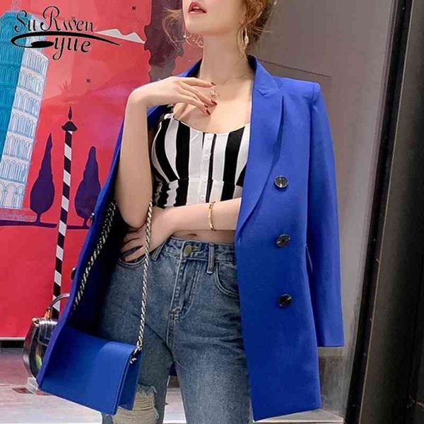 

coats and jackets women chaquetas mujer autumn long sleeve blue black solid office work 5025 80 210508, White;black
