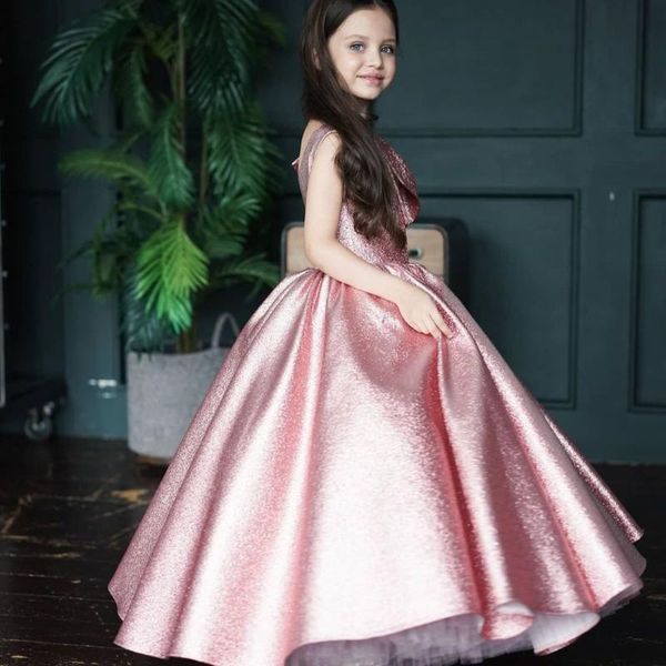

girl's dresses bling pink flower girl a line floor length girls birthday party dress christmas first communion gowns, Red;yellow