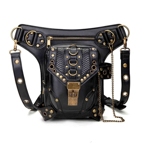 

pockets handbag chain women's small steampunk locomotive one shoulder messenger waist, Black;red
