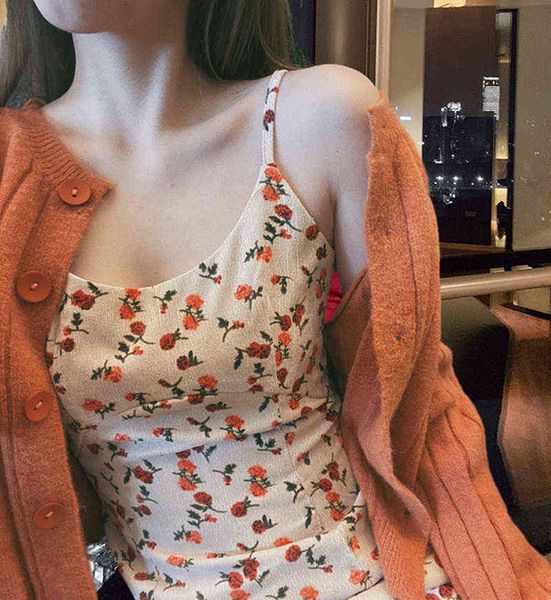 

casual dresses autumn 2022 suit french orange broken flower suspender dresses looks thin and long skirt fairy super xiansen department, Black;gray