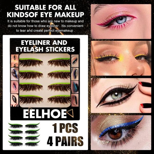 

false eyelashes 4 pairs reusable eyeliner stickers eyelid tape invisible self-adhesive eye line strip sticker makeup tools party cosplay
