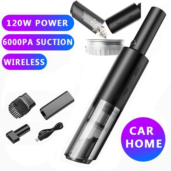 

portable car wet/dry vacuum cleaner wireless handheld rechargeable 6000pa cyclone suction for home deskcleaning