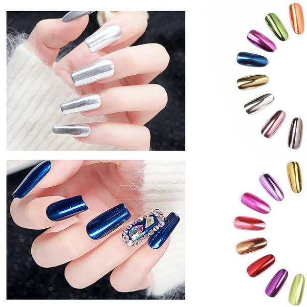 

colors nail art powder nude color glitter mirror, Silver;gold