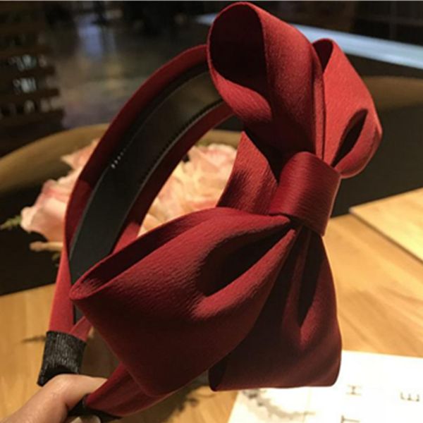 

hair accessories womens fashion headband solid color satin bow toothed for girls dots print/ striped 5xw1, Slivery;white