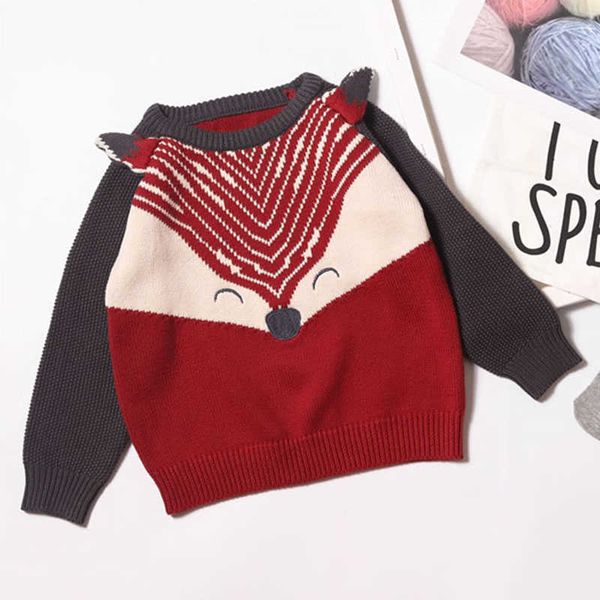 

autumn baby kids boys girls long sleeve fox printing knit sweater winter baby kids boys girls pullover sweaters clothes y1024, Blue