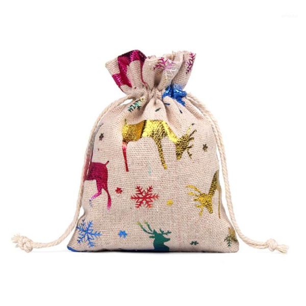 

christmas decorations 24pcs/set cotton linen bag gift packing decorative hanging small double drawstring design dust proof storage