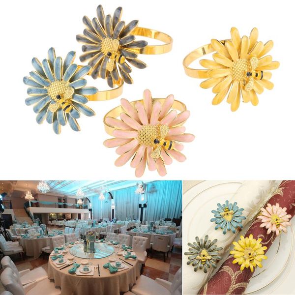 

1pc delicate napkin ring bee flowers shape design dinner table serviette buckle holder wedding banquet decoration rings