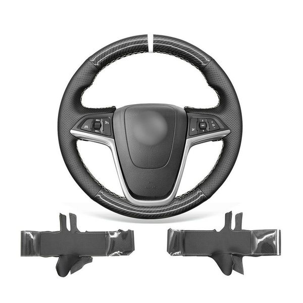

diy custom soft black leather carbon fiber steering wheel cover for buick encore