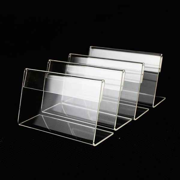 

frames 25pcs 4*2cm/6*4cm tag stand acrylic transparent price plastic mini display holder card label racks decorations