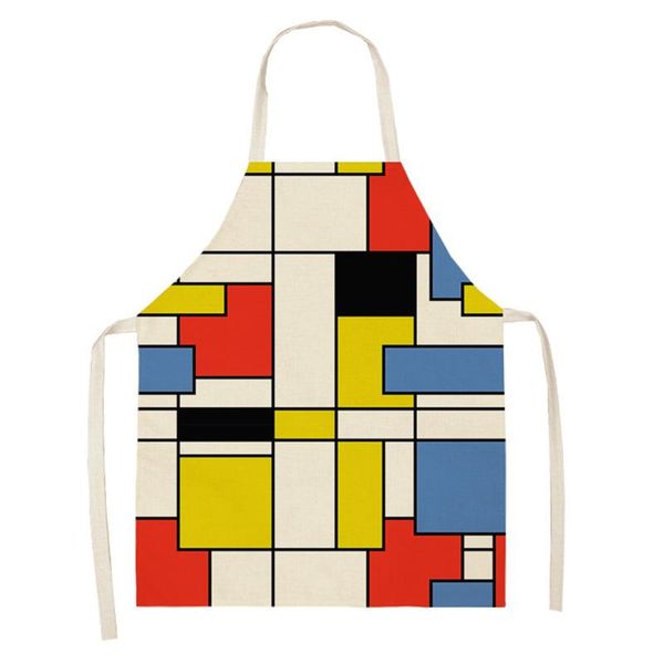 

aprons abstract geometry women kitchen apron cotton linen sleeveless chef cooking accessories 68*55cm 0089