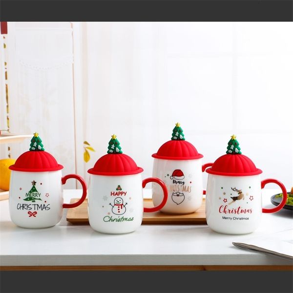 

mug creative ceramic gift cup santa claus mug with silicone cover and spoon