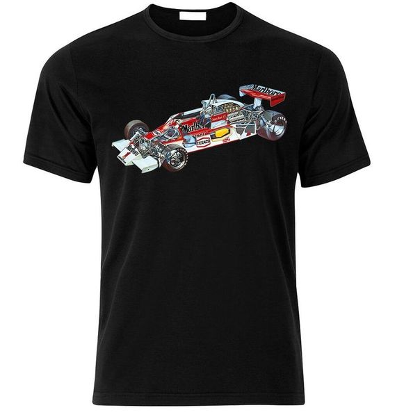 

men's t-shirts summer race t-shirt f1 1978 mclaren m26 ford cosworth engine team rider short sleeve, White;black