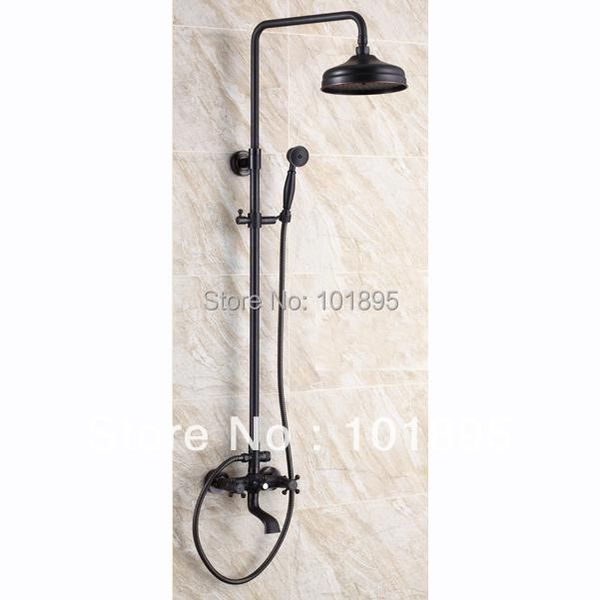

luxury wall mounted black color brass rainfall shower bar bathroom sets