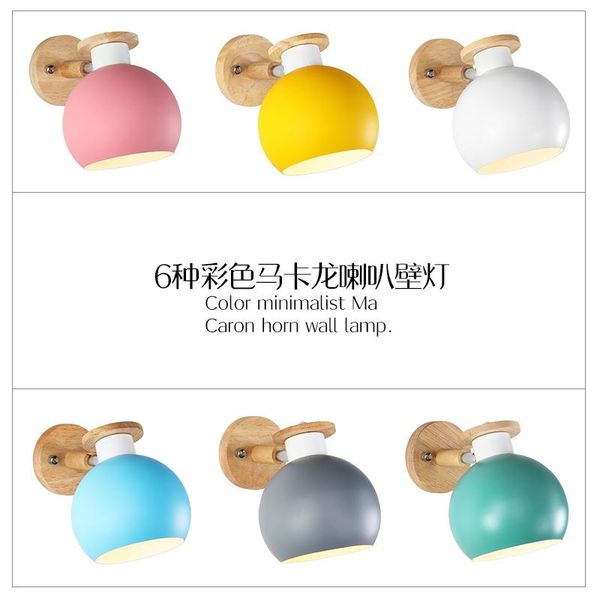 

wall lamp sconces lighting wood bedroom bedside multi-color macaron indoor mounted for living room hallway