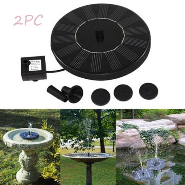

2pc solar fountain outdoor powered bird bath water pump for pool garden aquarium with 12pc nozzle 4pc connector decorations