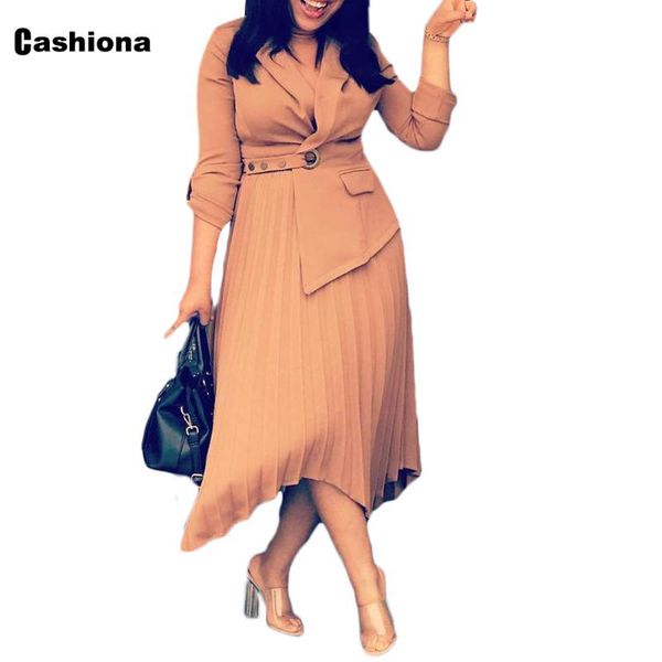 

casual dresses plus size 3xl 2021 women vintage mid-calf dress autumn european african pleated irregular a-line robe femme, Black;gray