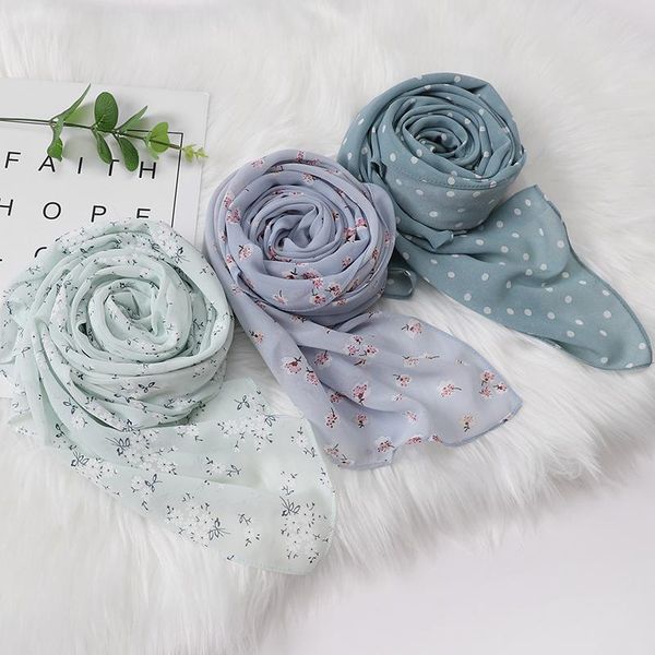 

scarves 1pcs muslim fashion printed chiffon hijab scarf arab headscarf for women foulard shawls 20 color, Blue;gray