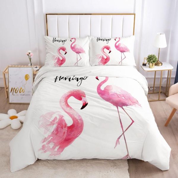 

bedding sets 3d pink flamingo set single double  king size quilt duvet coverpillowcase kids ault bedroom comforter cover luxury