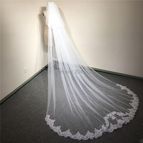 

bridal veils two-layer white or ivory long lace wedding tulle veil for bride with comb, Black