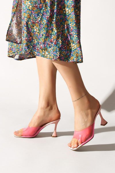 

slippers pink patent leather transparent, Black