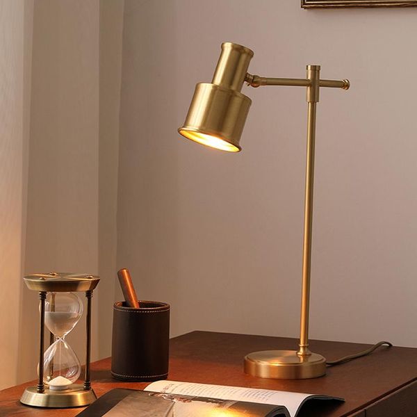 

all bronze led table lamp modern simple desk for bedroom living room adjustable angle e27 bedside study reading lamps