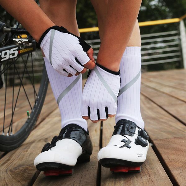 

cycling gloves high reflective anti-slip mtb road bike gloves cycling socks men women half finger gloves bicycle sock setg, Blue;gray