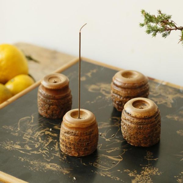 

chinese traditional style bamboo root incense holder handmade retro base for home el office teahouse fragrance lamps