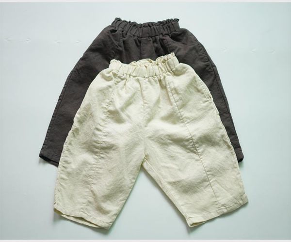 

summer children loose pants pure color korean style toddlers kids clothes baby boys cotton linen trousers, Blue