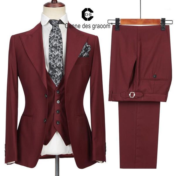

men's suits & blazers cenne des graoom men costume homme tailor-made vest pants 3pcs set wedding dress groom formal business work wear, White;black