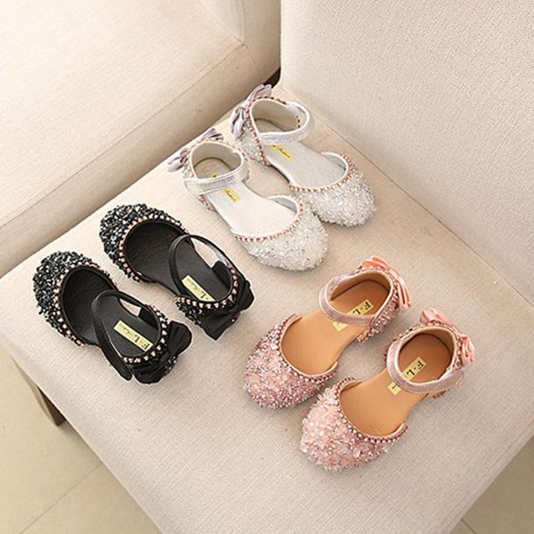 

toddler children shoes kids summer sandals for girls pearl sequins princess fashion child sandal party performance athletic & outdoor, Black