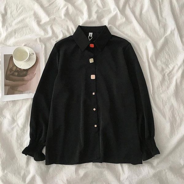 

women's blouses & shirts 2021 spring and autumn blouse chiffon long sleeve loose versatile trumpet, White