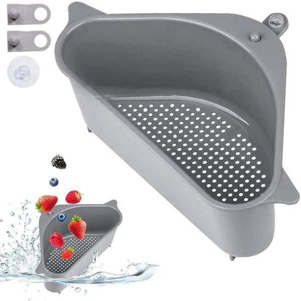 

kitchen organizer triangular corner sink drain rack shelf multifunctional household goods sponge holder for convenience hooks & rails