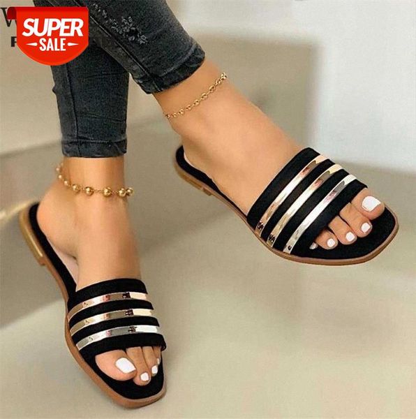 

ladies slippers beach shoes women slip on bling gold flat slides outdoor comfort slipper female casual sandals plus size 35-43 #ul1n, Black