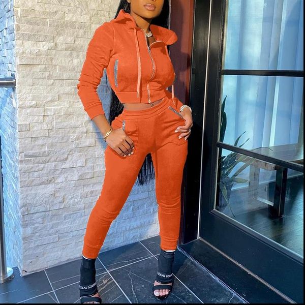

fashion fall joggers 2 women tracksuits piece sets outfits long sleeve crop and pants matching clothes sweatsuit, Gray