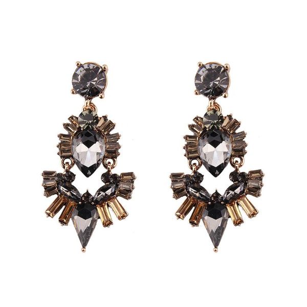 

charm champagne crystal drop earrings for women good quality glass beads dangle hanging wedding party gifts jewelry & chandelier, Silver