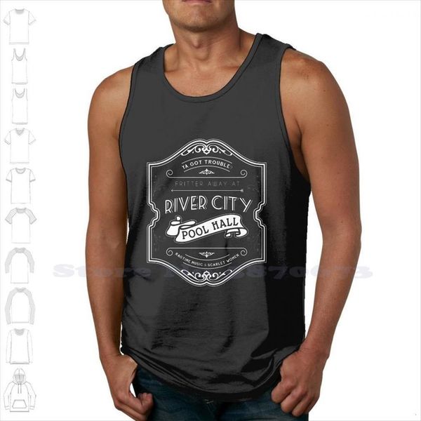 

river city pool hall the men music man summer funny tank sleeveless vest for women ya, White;black